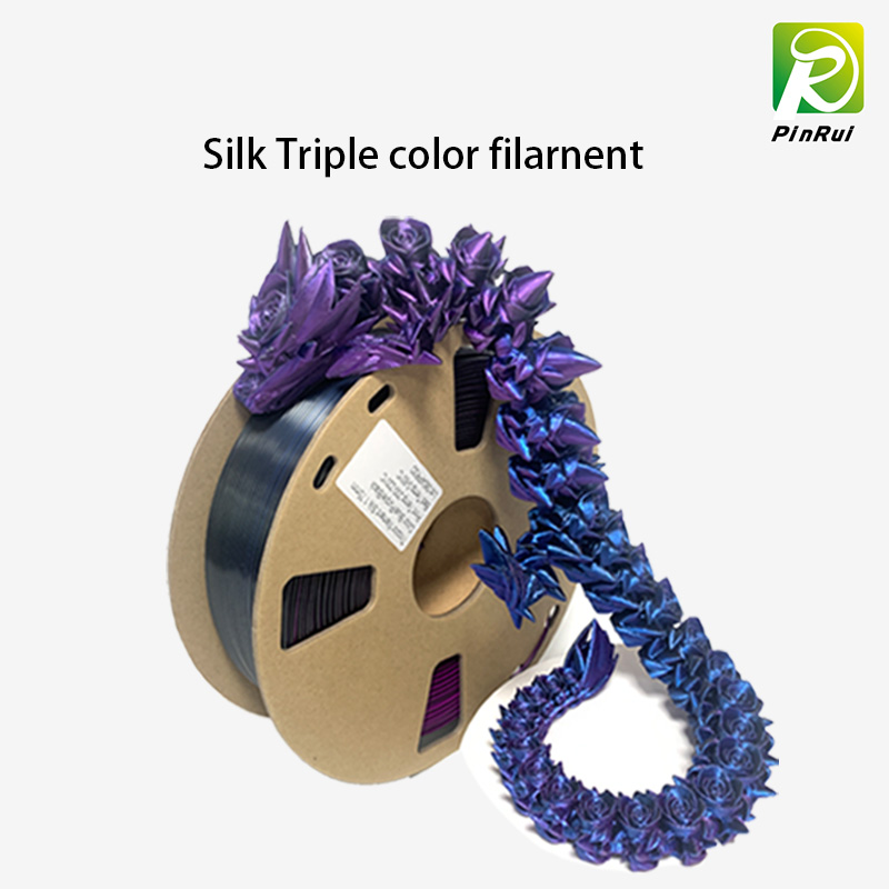 filament PLA Filament de couleur triple en soie, filament 3D de 1,75 mm, filament d\'imprimante 3D